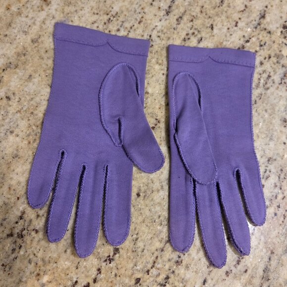Vintage Womens Size S 6.5 Lilac Purple Formal 8" Wrist Gloves Cotton Stretch - Picture 5 of 12